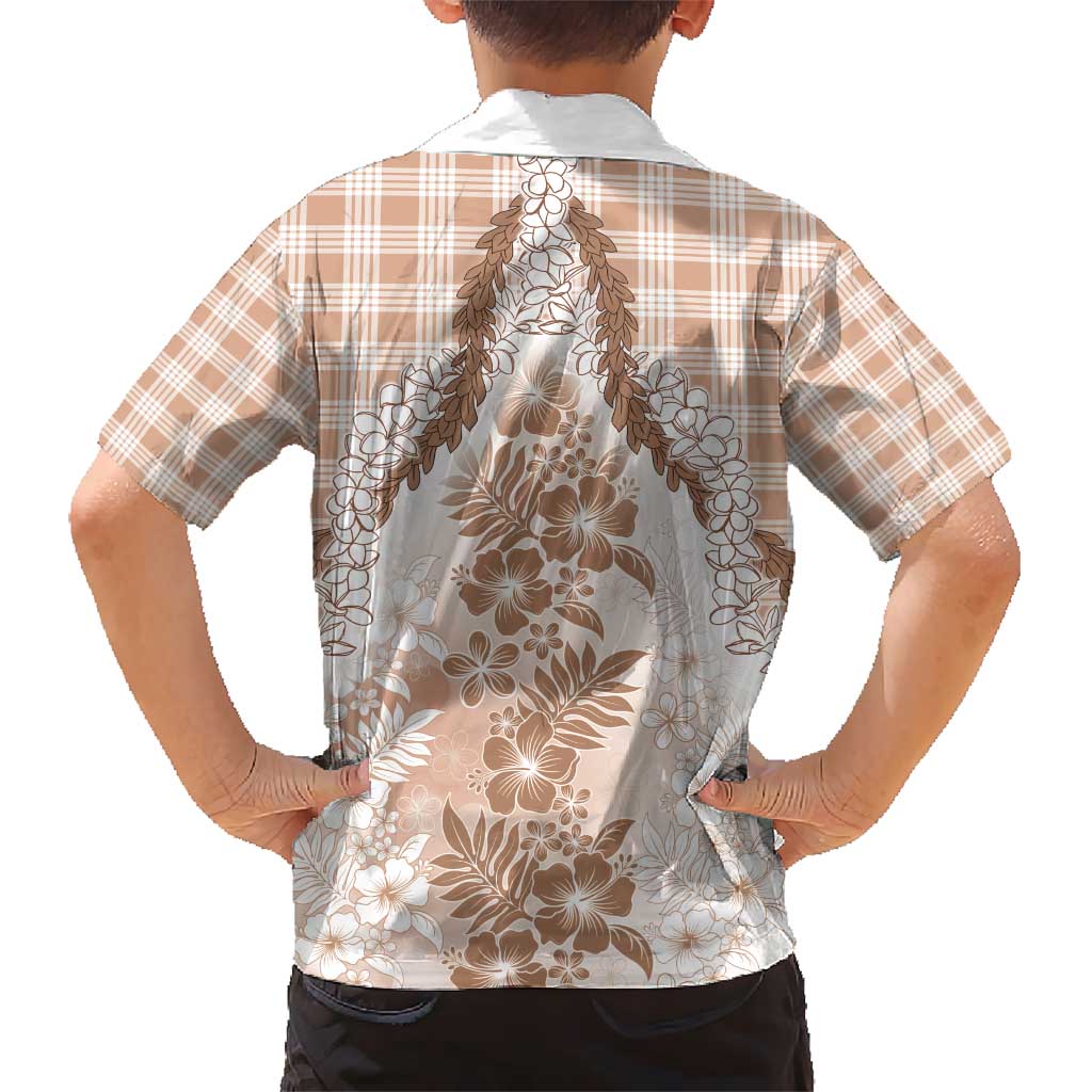 Aloha Hawaii Palaka Hawaiian Shirt Beige Plumeria Lei - Polynesian Pride