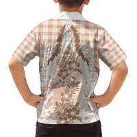 Aloha Hawaii Palaka Kid Hawaiian Shirt Beige Plumeria Lei - Polynesian Pride