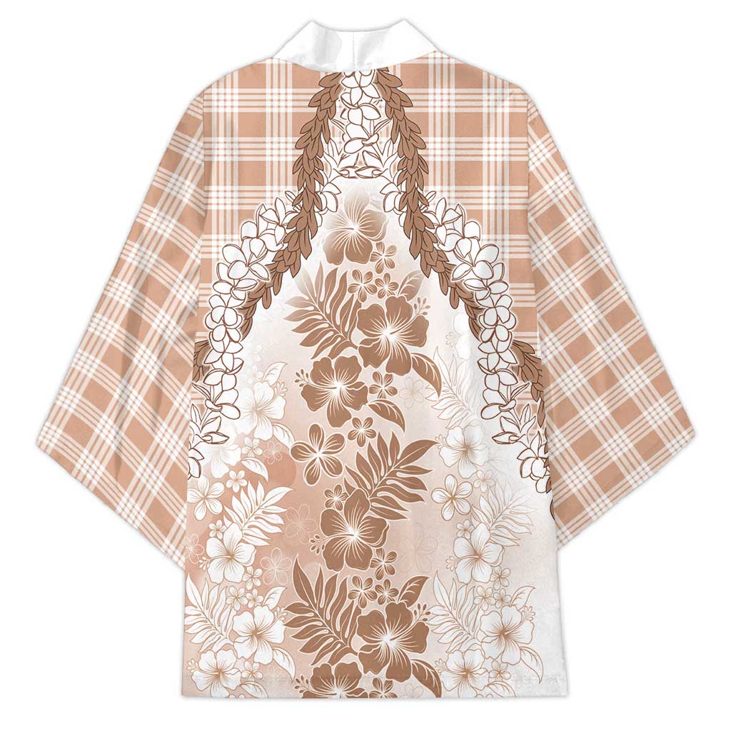 Aloha Hawaii Palaka Kimono Beige Plumeria Lei - Polynesian Pride