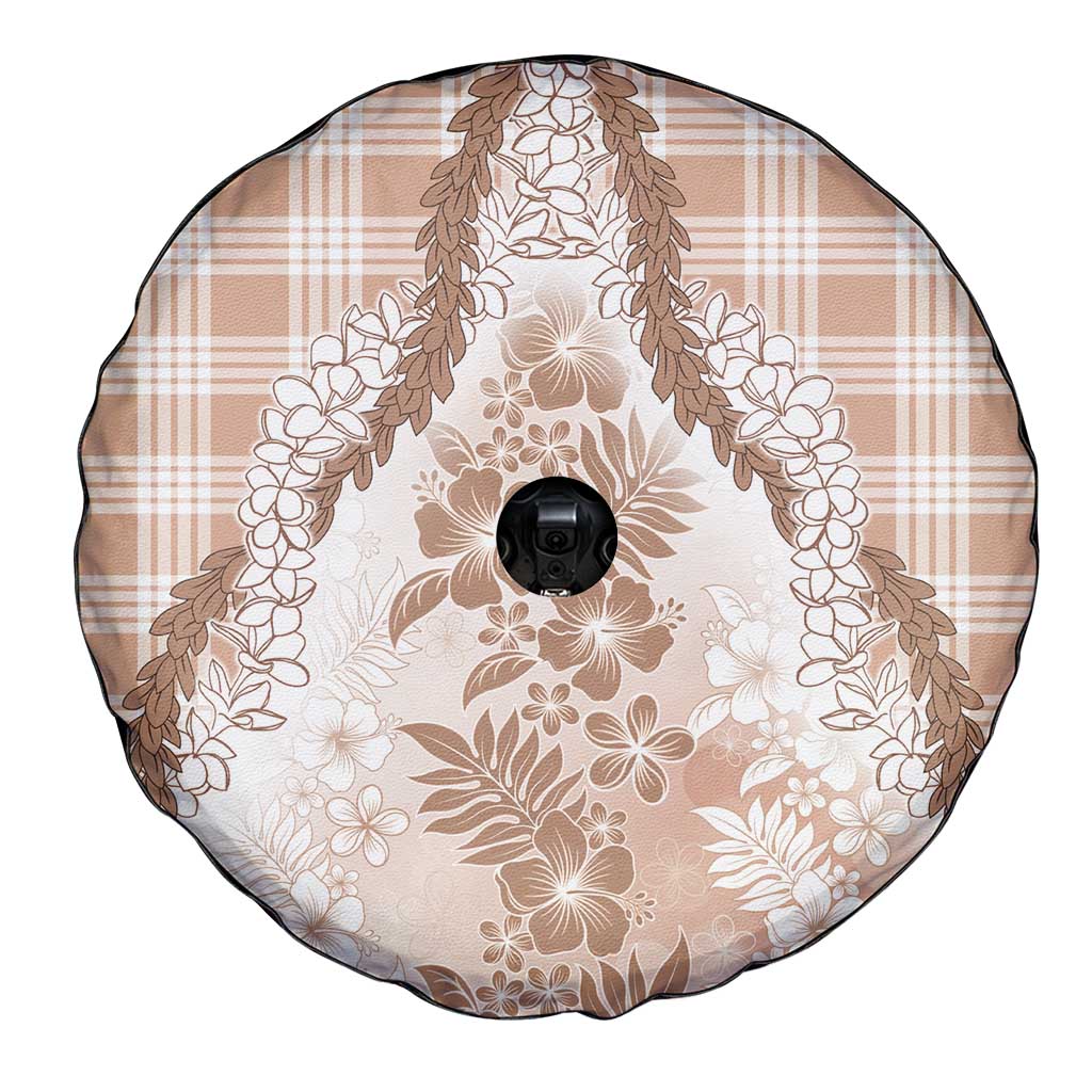 Aloha Hawaii Palaka Spare Tire Cover Beige Plumeria Lei - Polynesian Pride