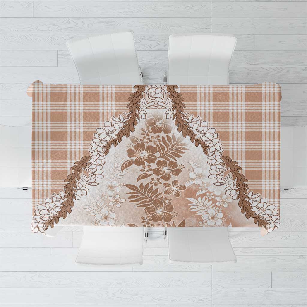 Aloha Hawaii Palaka Tablecloth Beige Plumeria Lei - Polynesian Pride