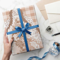 Aloha Hawaii Palaka Wrapping Paper Beige Plumeria Lei