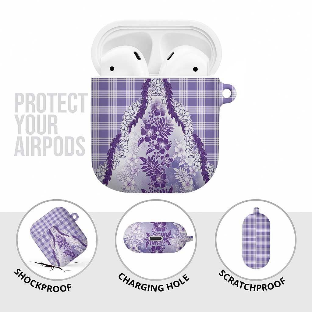 Aloha Hawaii Palaka AirPods Case Purple Plumeria Lei - Polynesian Pride