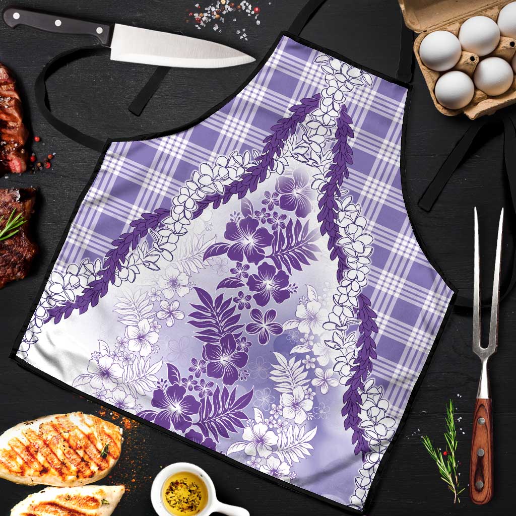 Aloha Hawaii Palaka Apron Purple Plumeria Lei - Polynesian Pride
