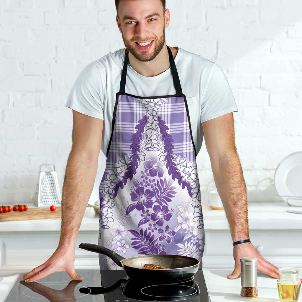 Aloha Hawaii Palaka Apron Purple Plumeria Lei - Polynesian Pride