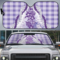 Aloha Hawaii Palaka Auto Sun Shade Purple Plumeria Lei - Polynesian Pride