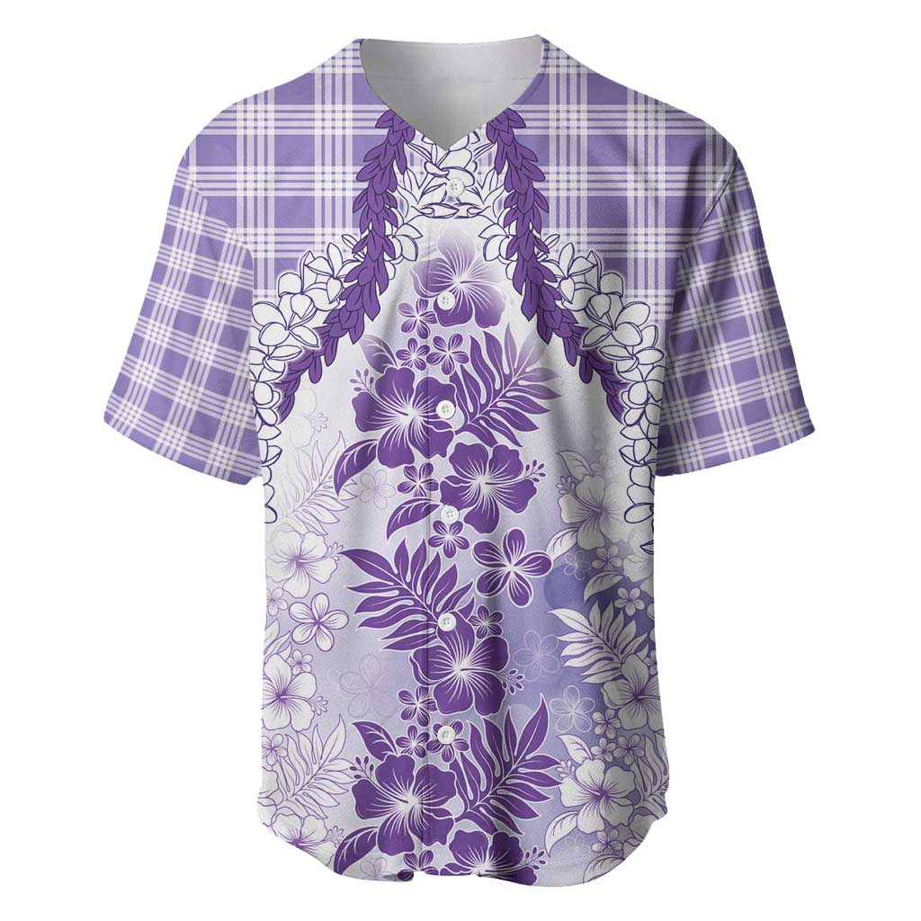 Aloha Hawaii Palaka Baseball Jersey Purple Plumeria Lei - Polynesian Pride