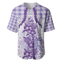 Aloha Hawaii Palaka Baseball Jersey Purple Plumeria Lei - Polynesian Pride