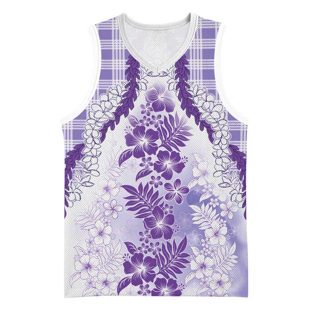 Aloha Hawaii Palaka Basketball Jersey Purple Plumeria Lei - Polynesian Pride