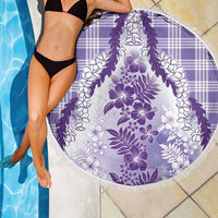 Aloha Hawaii Palaka Beach Blanket Purple Plumeria Lei - Polynesian Pride