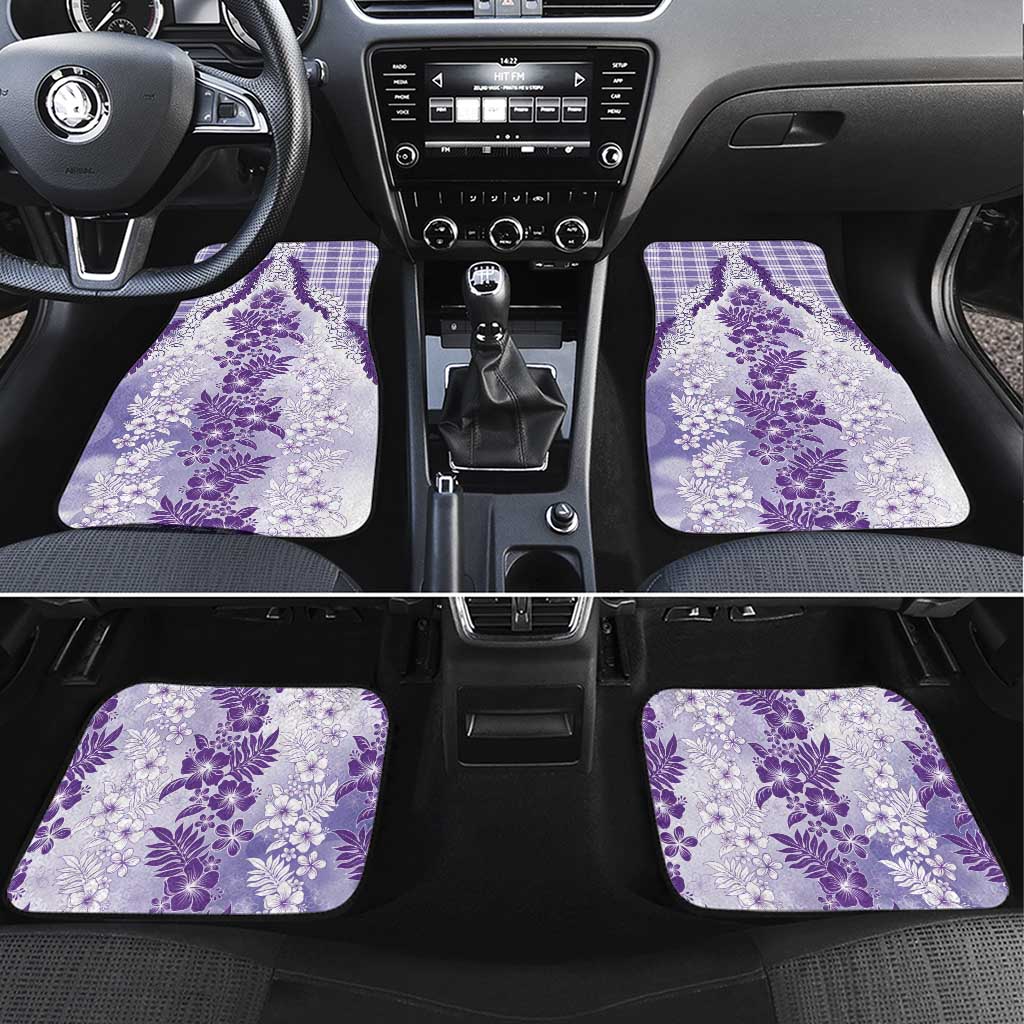 Aloha Hawaii Palaka Car Mats Purple Plumeria Lei - Polynesian Pride