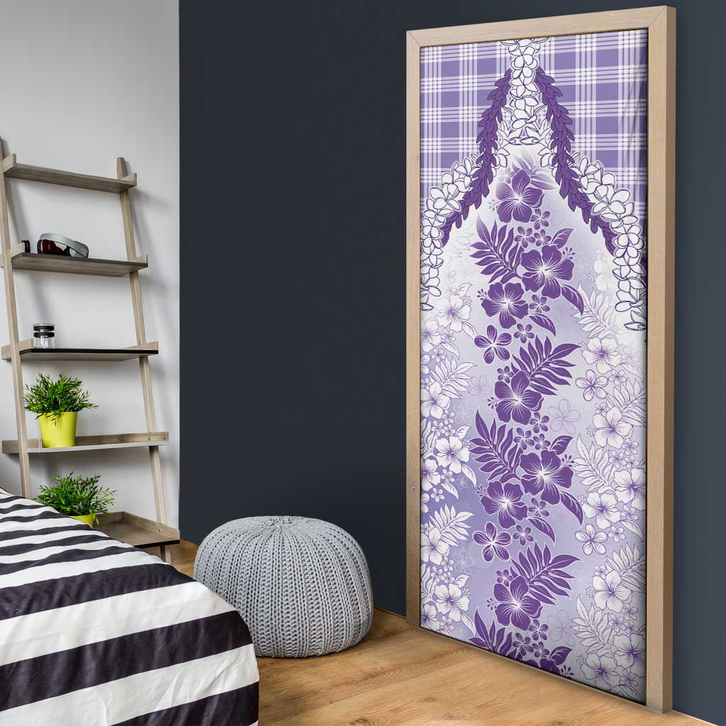 Aloha Hawaii Palaka Door Cover Purple Plumeria Lei - Polynesian Pride