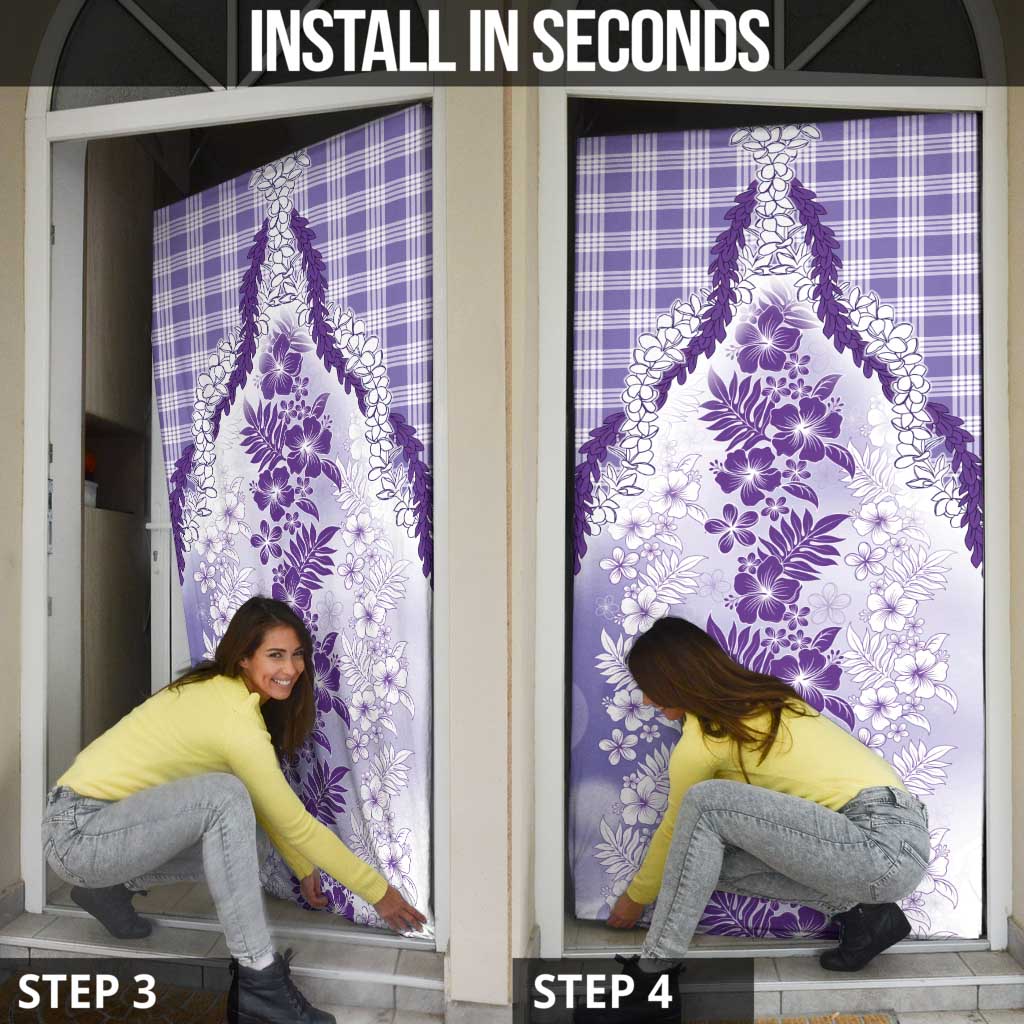 Aloha Hawaii Palaka Door Cover Purple Plumeria Lei - Polynesian Pride