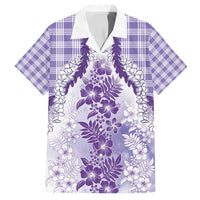 Aloha Hawaii Palaka Family Matching Puletasi and Hawaiian Shirt Purple Plumeria Lei - Polynesian Pride