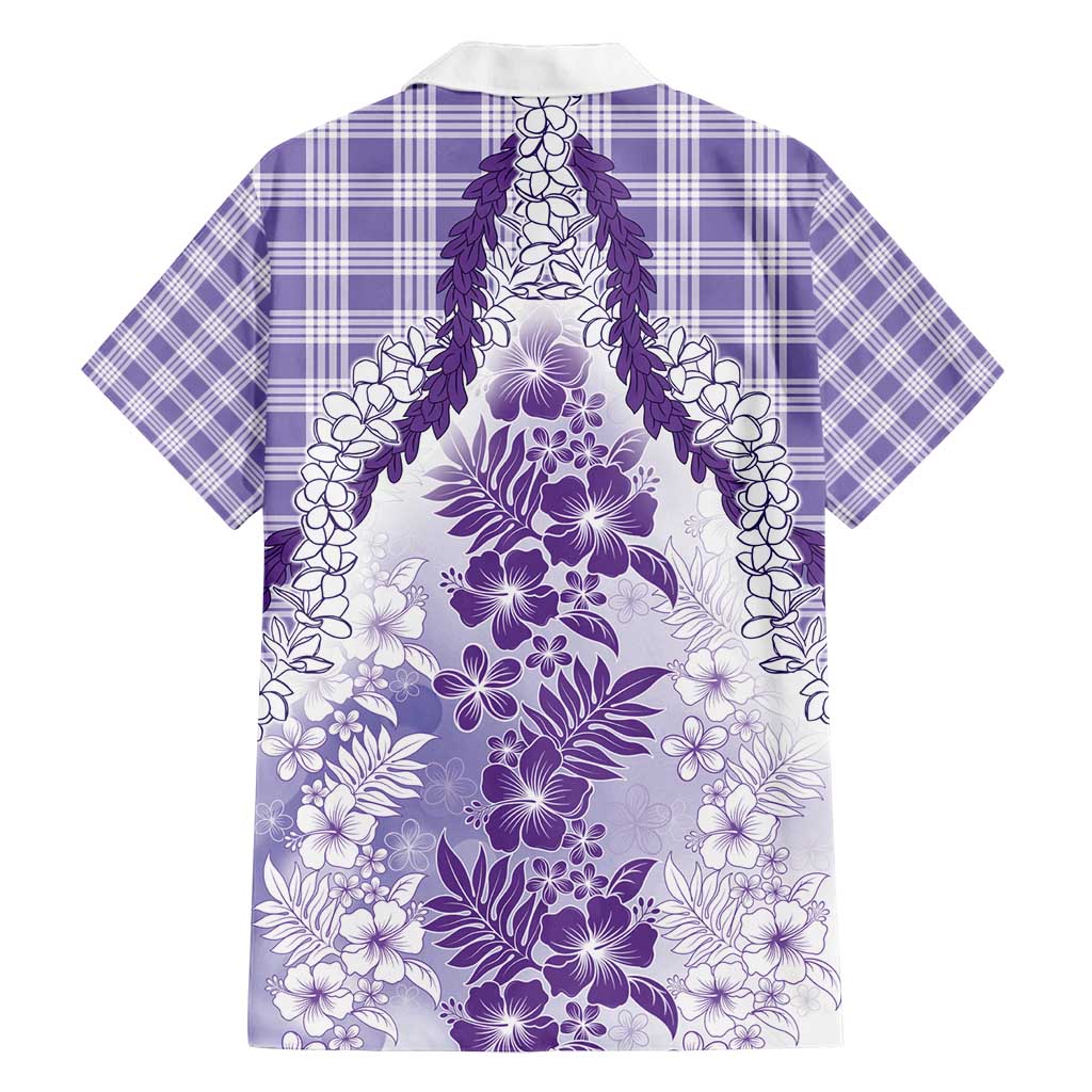 Aloha Hawaii Palaka Family Matching Puletasi and Hawaiian Shirt Purple Plumeria Lei - Polynesian Pride