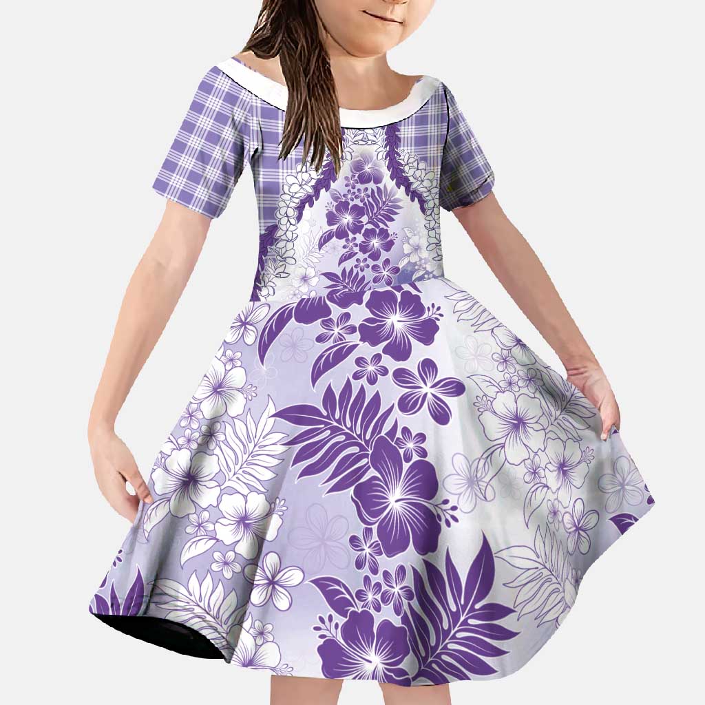 Aloha Hawaii Palaka Family Matching Summer Maxi Dress and Hawaiian Shirt Purple Plumeria Lei - Polynesian Pride