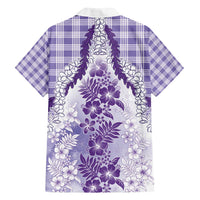 Aloha Hawaii Palaka Family Matching Tank Maxi Dress and Hawaiian Shirt Purple Plumeria Lei - Polynesian Pride