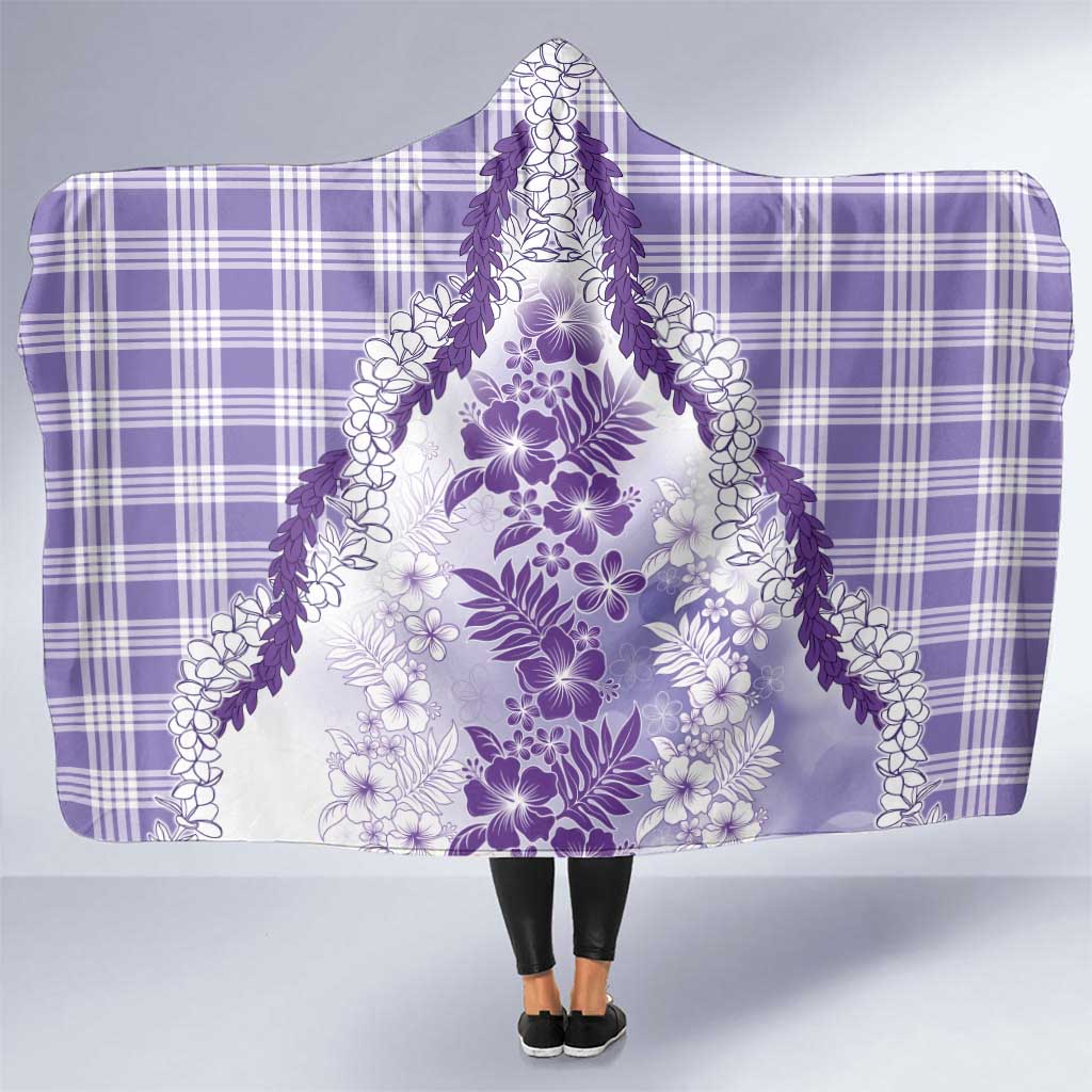 Aloha Hawaii Palaka Hooded Blanket Purple Plumeria Lei - Polynesian Pride