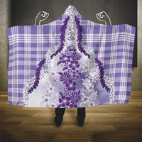 Aloha Hawaii Palaka Hooded Blanket Purple Plumeria Lei - Polynesian Pride