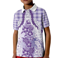 Aloha Hawaii Palaka Kid Polo Shirt Purple Plumeria Lei - Polynesian Pride