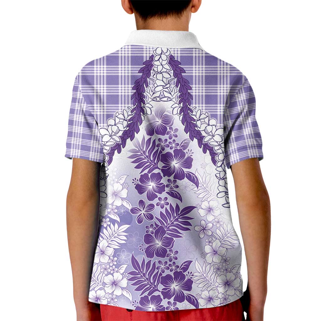 Aloha Hawaii Palaka Kid Polo Shirt Purple Plumeria Lei - Polynesian Pride