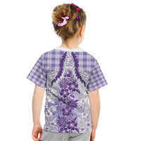 Aloha Hawaii Palaka Kid T Shirt Purple Plumeria Lei - Polynesian Pride