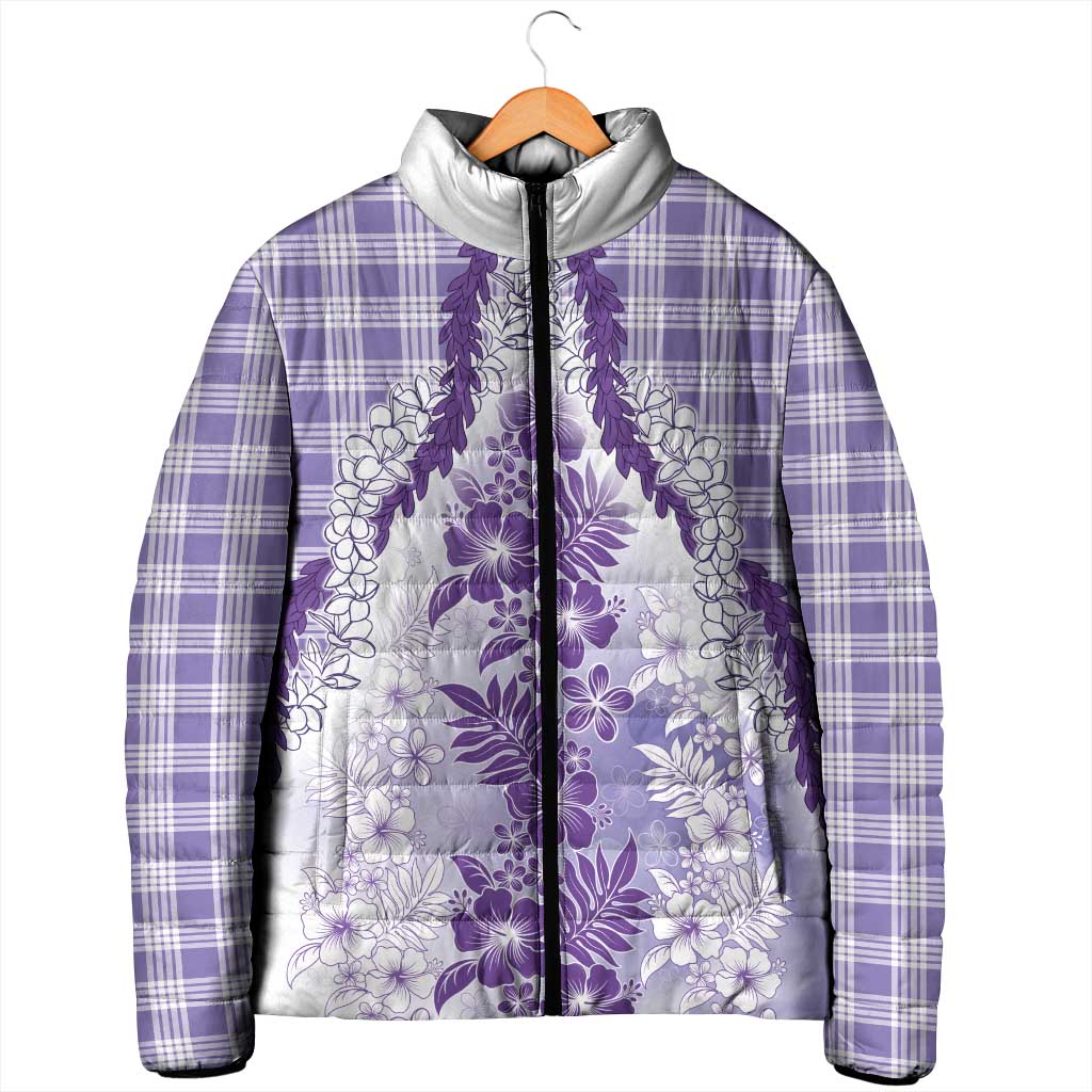 Aloha Hawaii Palaka Padded Jacket Purple Plumeria Lei - Polynesian Pride