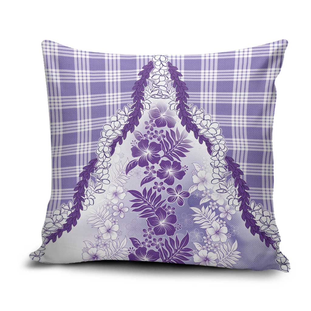 Aloha Hawaii Palaka Pillow Cover Purple Plumeria Lei - Polynesian Pride