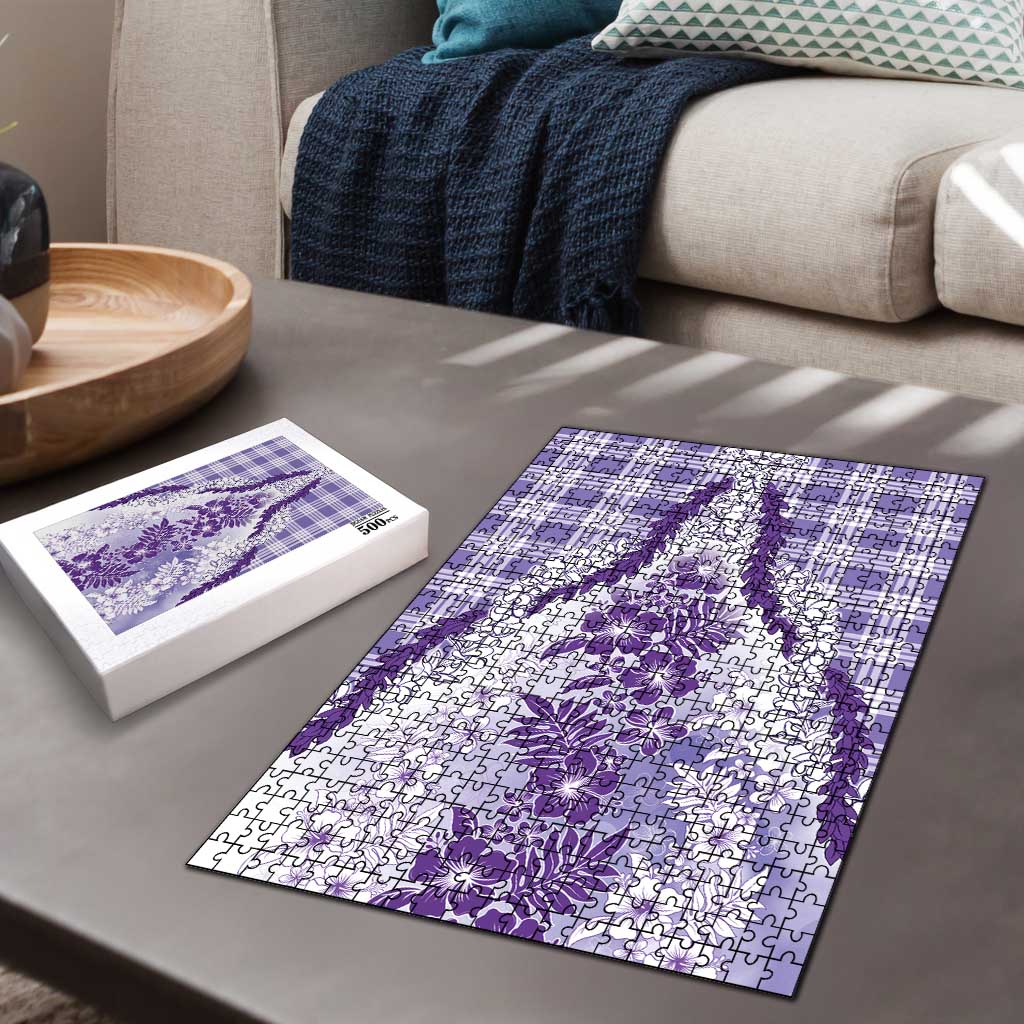 Aloha Hawaii Palaka Puzzle Purple Plumeria Lei - Polynesian Pride