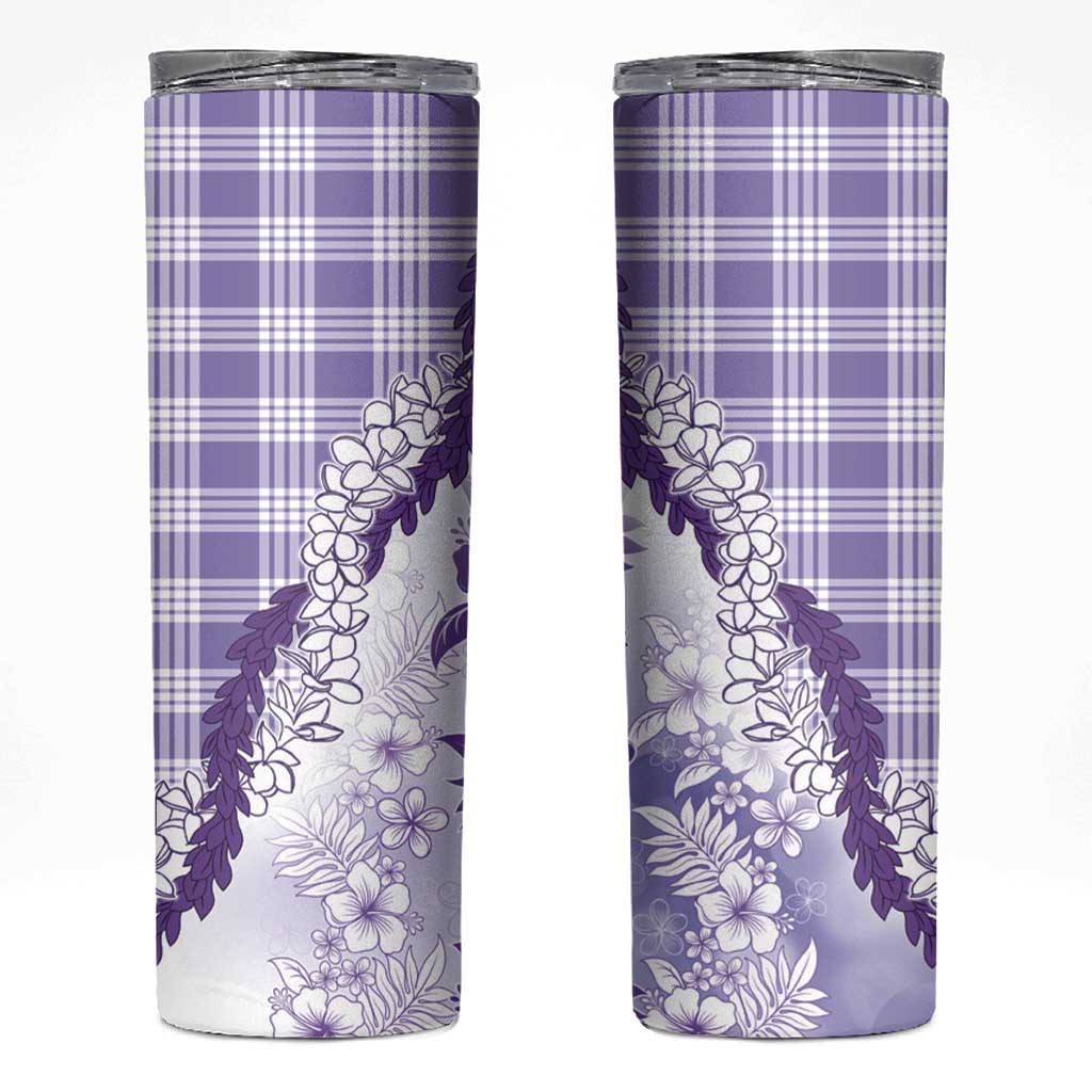 Aloha Hawaii Palaka Skinny Tumbler Purple Plumeria Lei - Polynesian Pride