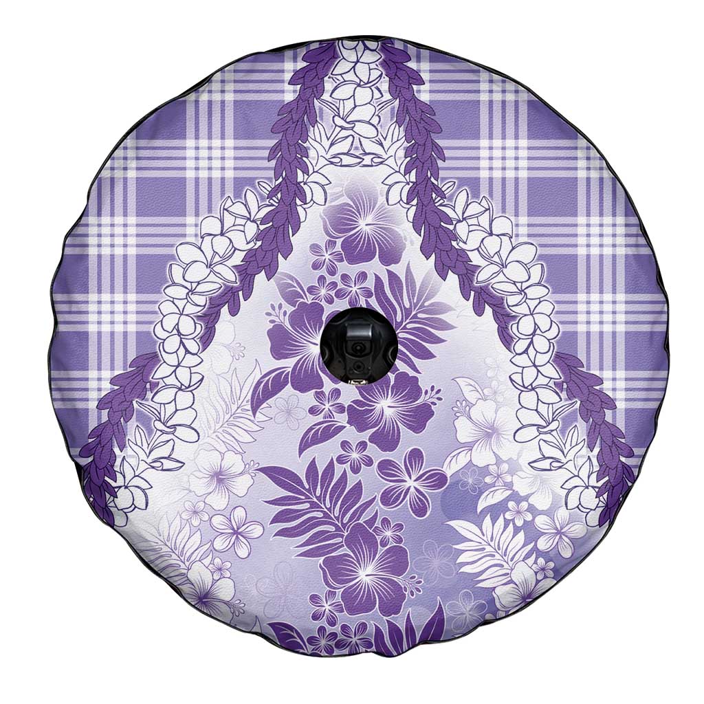 Aloha Hawaii Palaka Spare Tire Cover Purple Plumeria Lei - Polynesian Pride