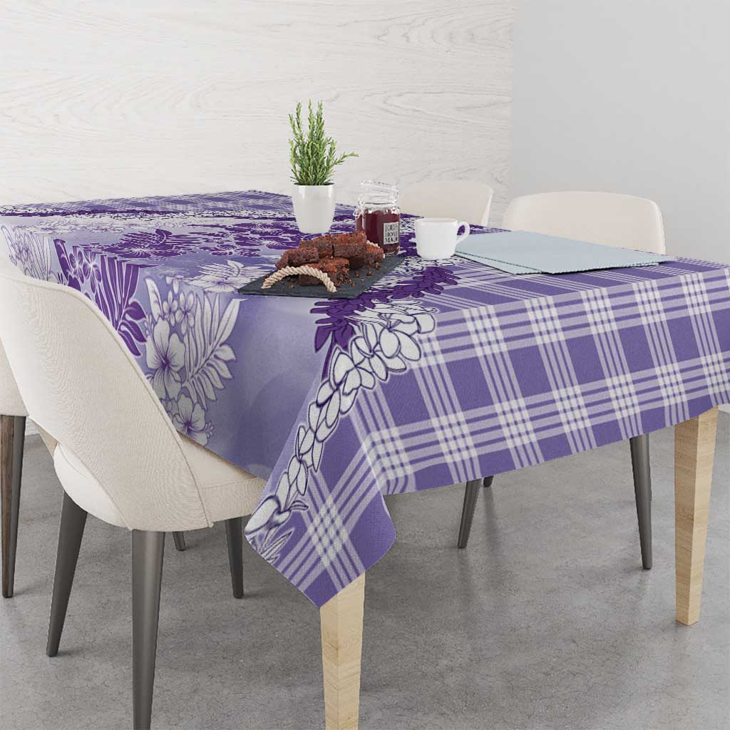 Aloha Hawaii Palaka Tablecloth Purple Plumeria Lei - Polynesian Pride