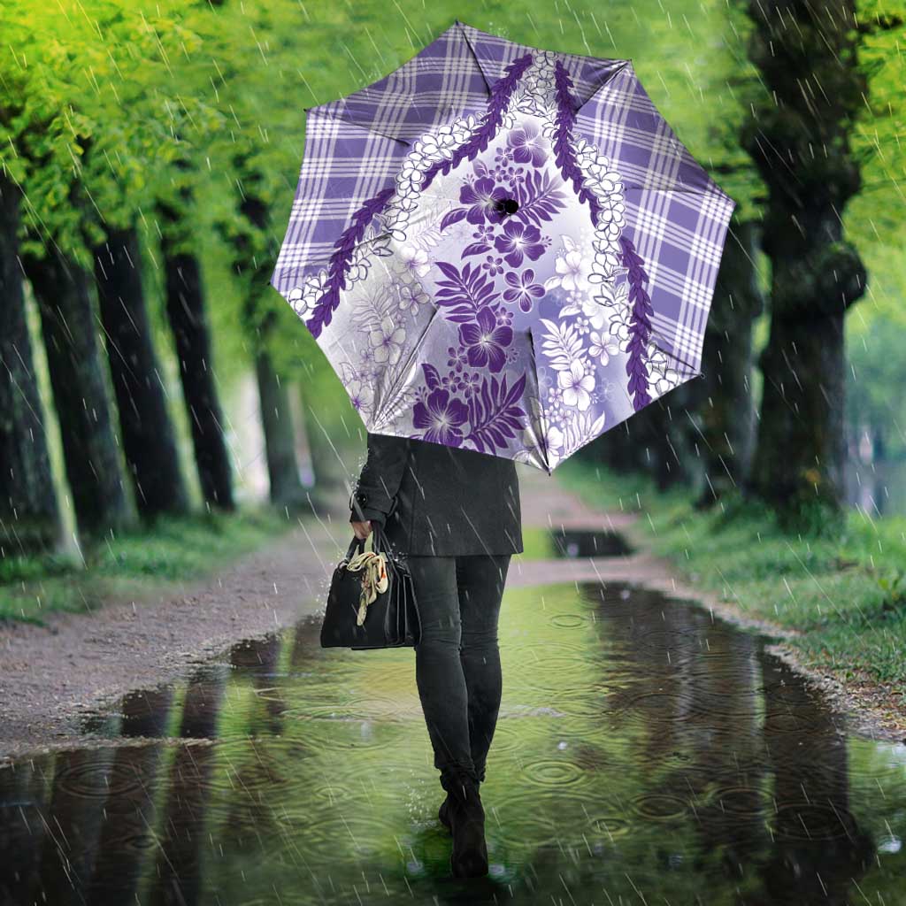 Aloha Hawaii Palaka Umbrella Purple Plumeria Lei - Polynesian Pride