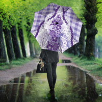 Aloha Hawaii Palaka Umbrella Purple Plumeria Lei - Polynesian Pride