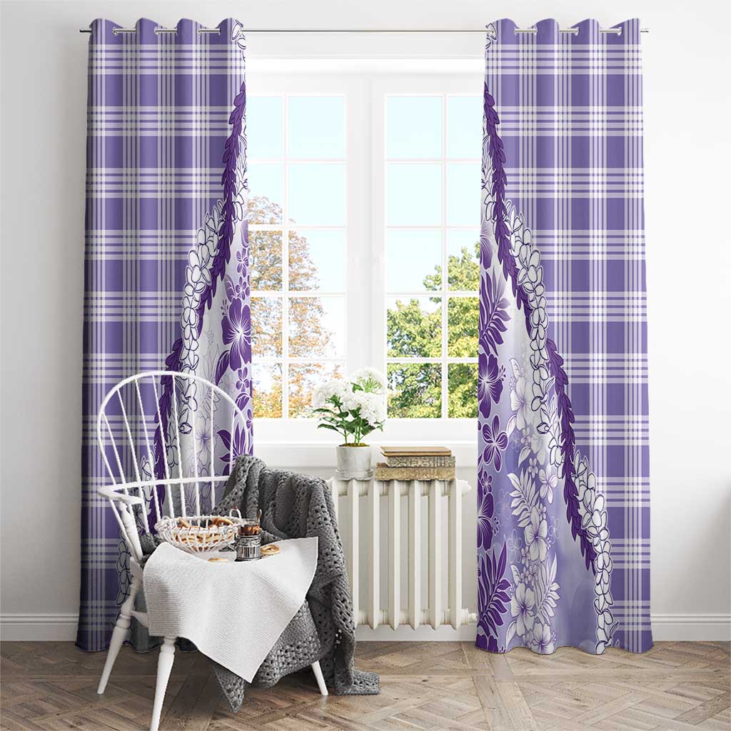 Aloha Hawaii Palaka Window Curtain Purple Plumeria Lei - Polynesian Pride