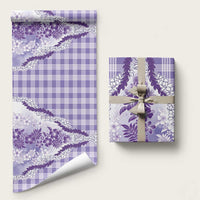 Aloha Hawaii Palaka Wrapping Paper Purple Plumeria Lei