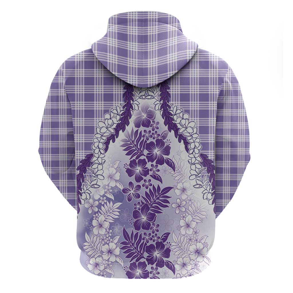 Aloha Hawaii Palaka Zip Hoodie Purple Plumeria Lei - Polynesian Pride