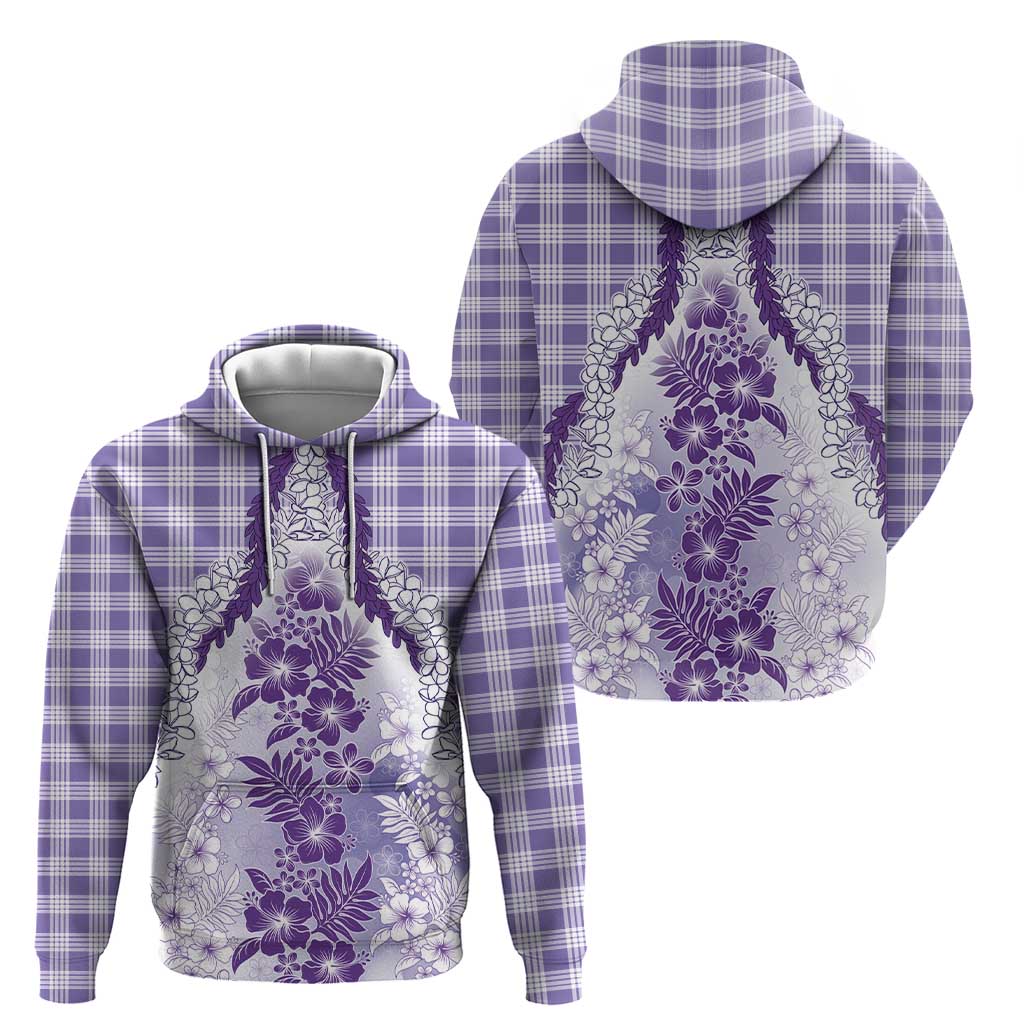 Aloha Hawaii Palaka Zip Hoodie Purple Plumeria Lei - Polynesian Pride