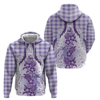 Aloha Hawaii Palaka Zip Hoodie Purple Plumeria Lei - Polynesian Pride