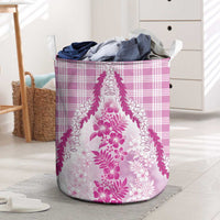 Aloha Hawaii Palaka Laundry Basket Pink Plumeria Lei - Polynesian Pride