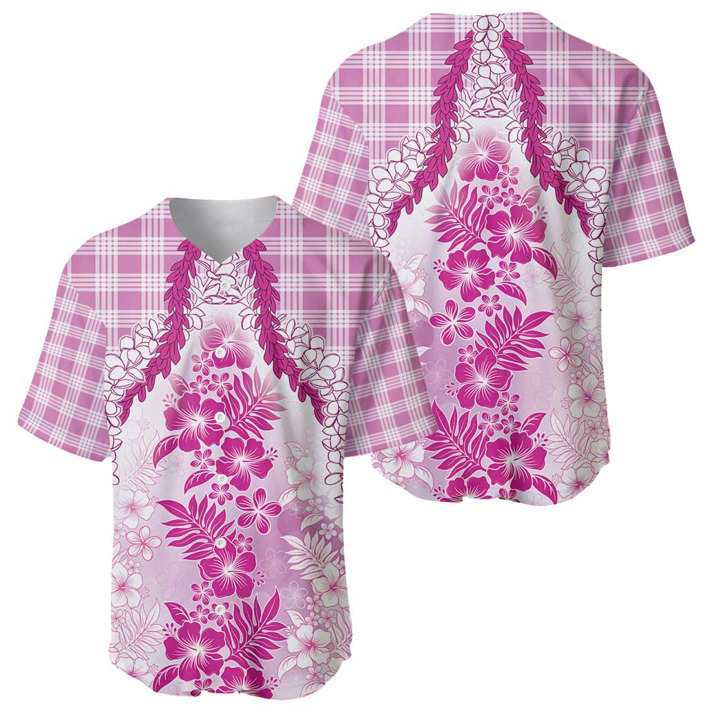 Aloha Hawaii Palaka Baseball Jersey Pink Plumeria Lei - Polynesian Pride