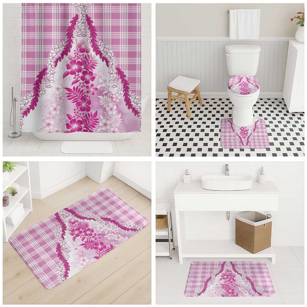 Aloha Hawaii Palaka Bathroom Set Pink Plumeria Lei - Polynesian Pride