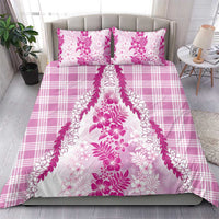 Aloha Hawaii Palaka Bedding Set Pink Plumeria Lei - Polynesian Pride