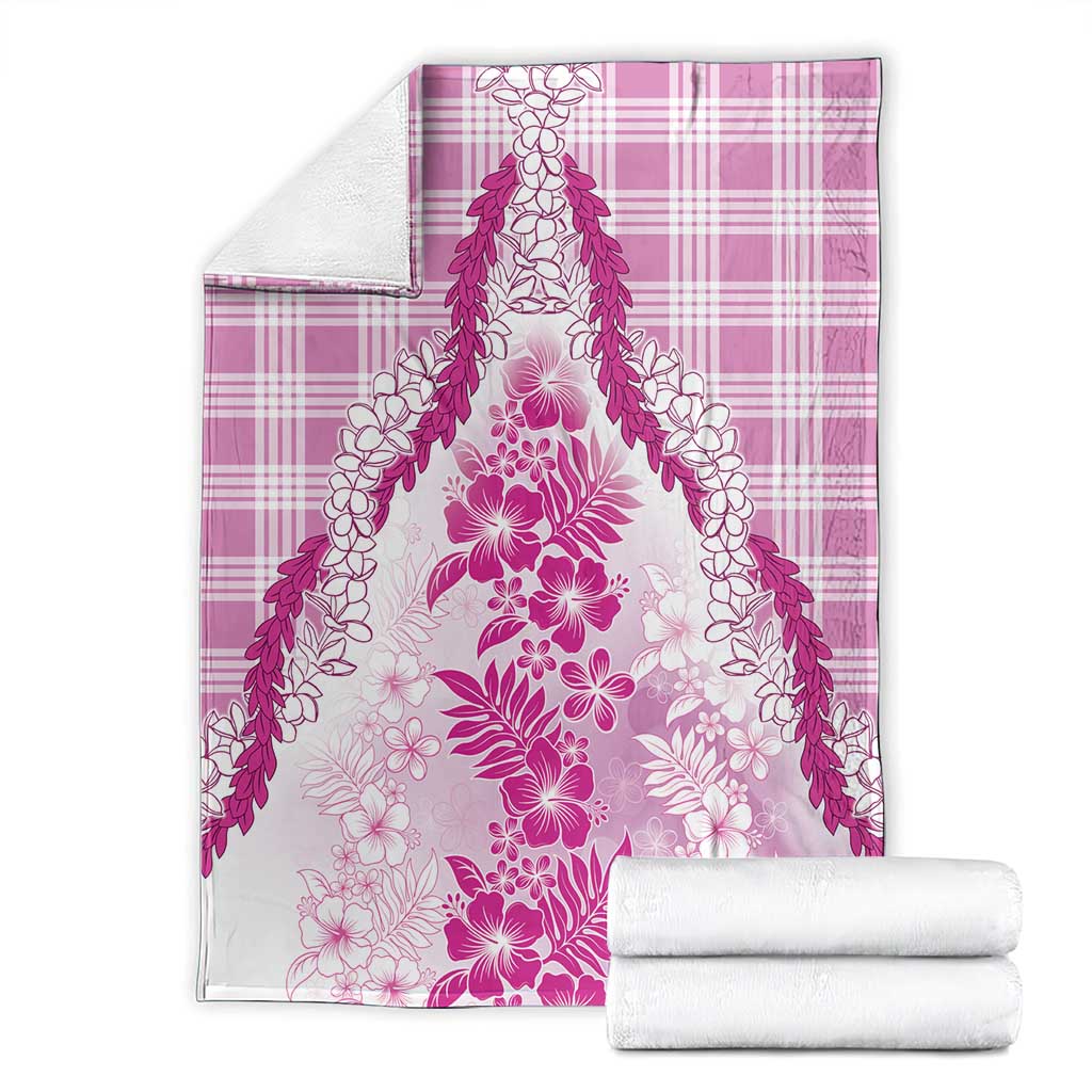 Aloha Hawaii Palaka Blanket Pink Plumeria Lei - Polynesian Pride