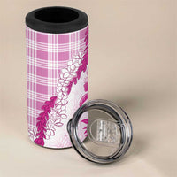 Aloha Hawaii Palaka 4 in 1 Can Cooler Tumbler Pink Plumeria Lei - Polynesian Pride