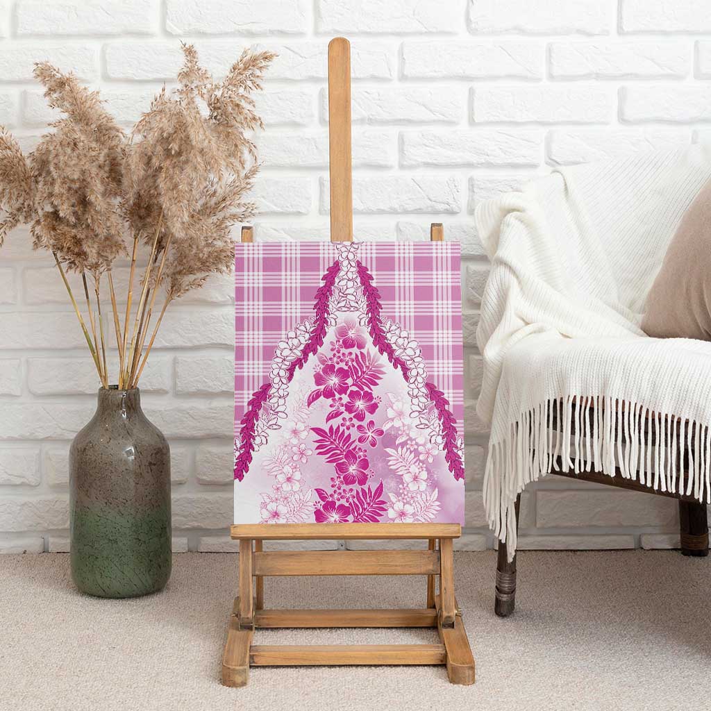 Aloha Hawaii Palaka Canvas Wall Art Pink Plumeria Lei - Polynesian Pride