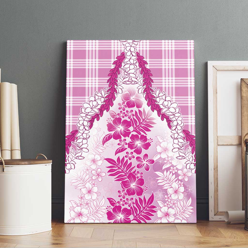 Aloha Hawaii Palaka Canvas Wall Art Pink Plumeria Lei - Polynesian Pride