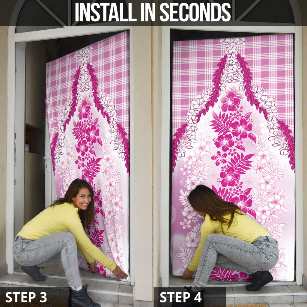 Aloha Hawaii Palaka Door Cover Pink Plumeria Lei - Polynesian Pride