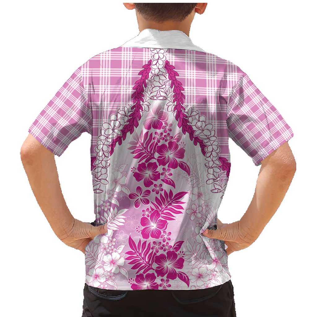 Aloha Hawaii Palaka Family Matching Mermaid Dress and Hawaiian Shirt Pink Plumeria Lei - Polynesian Pride