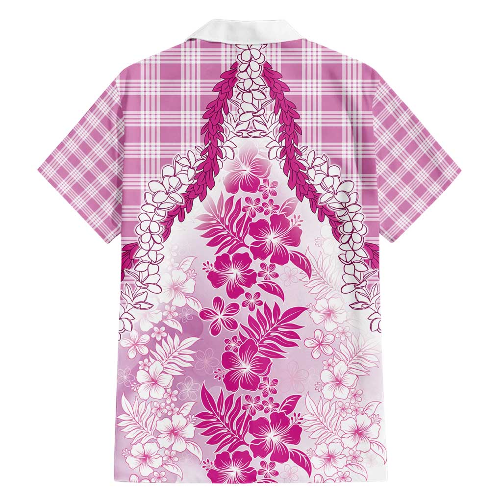 Aloha Hawaii Palaka Family Matching Puletasi and Hawaiian Shirt Pink Plumeria Lei - Polynesian Pride